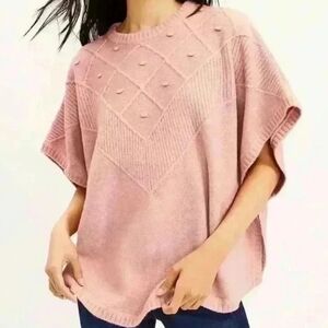 LOFT Blush Pink Textured Poncho Sweater SIZE XS/S New With Tags